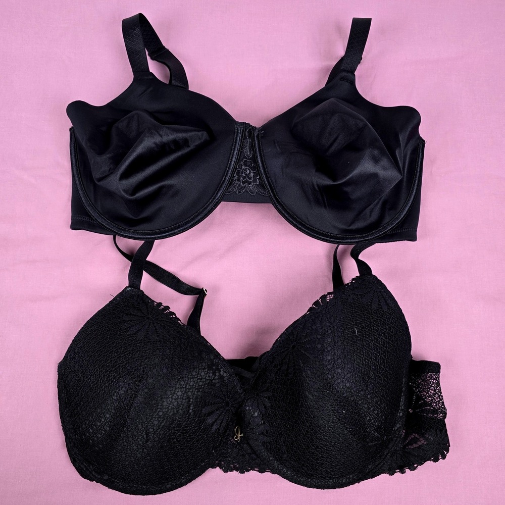 Juicy Couture Black Lace Demi Cup Bra 40C & Vanity Fair Black‎ 40 DDD set